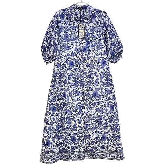 Elegant Blue Floral Maxi Dress - Picture 2 of 7